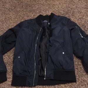 navy blue bomber jacket